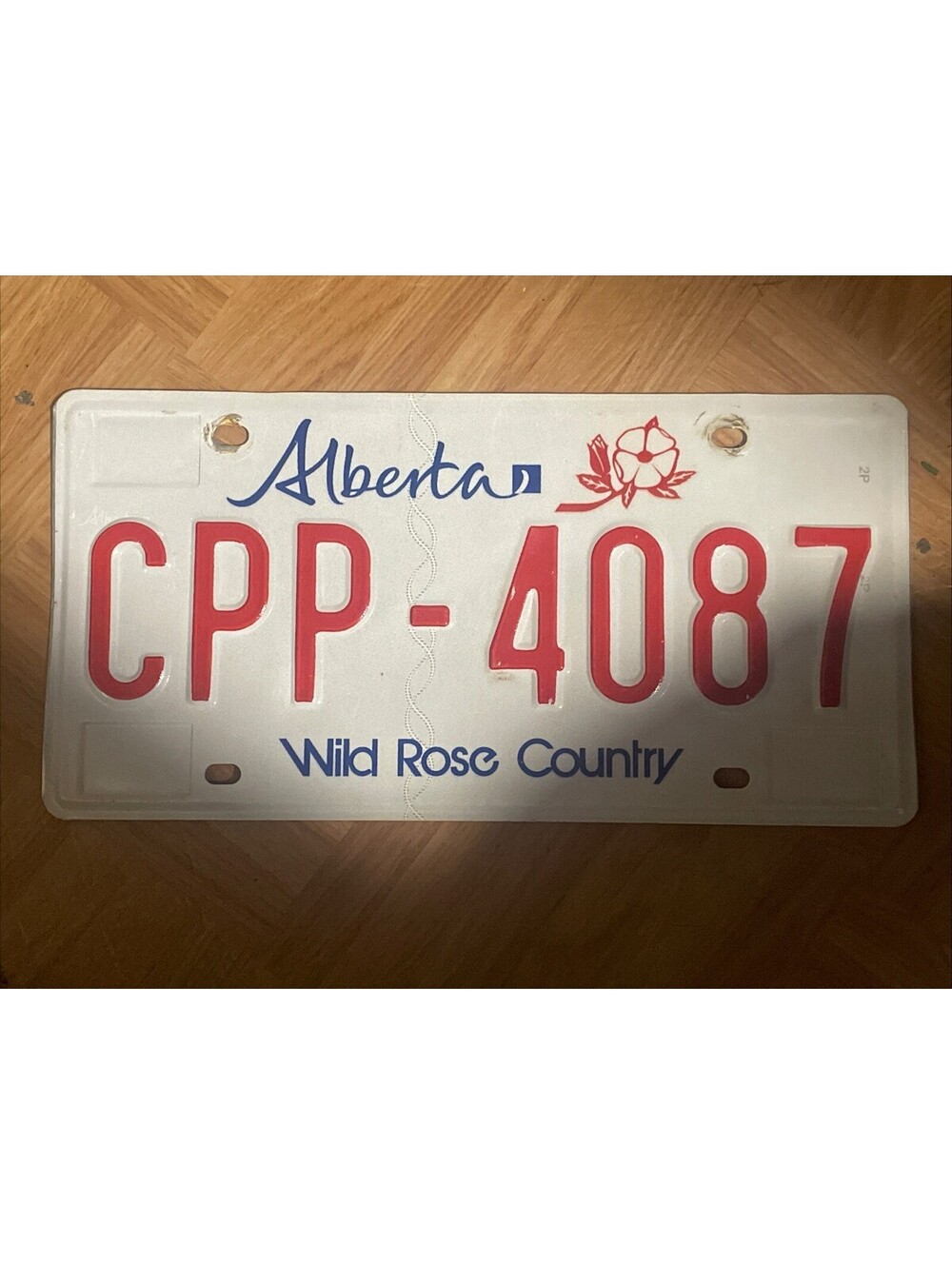 Alberta AB Canada CPP 4087 License Plate Expired Canadian Wild Rose Country